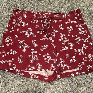Floral Red Women's Paperbag Shorts